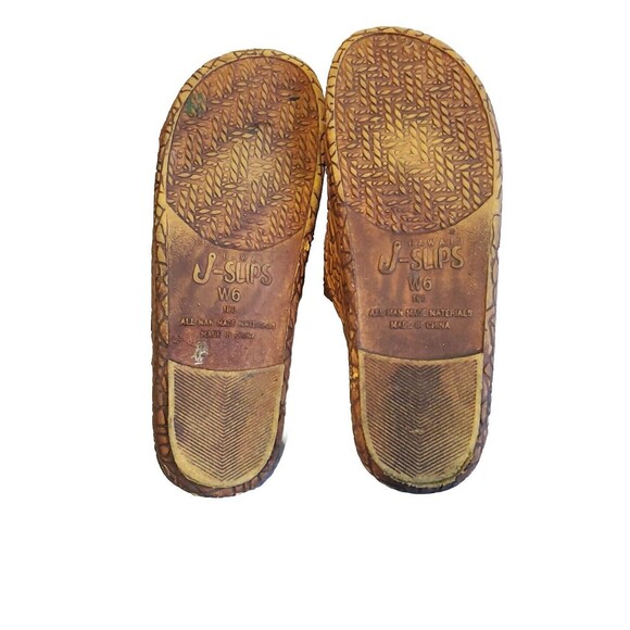 J Slips Womens Sz 6 Hawaiian Sandals Flip Flops Rubber Textured Brown Slides - Picture 6 of 7